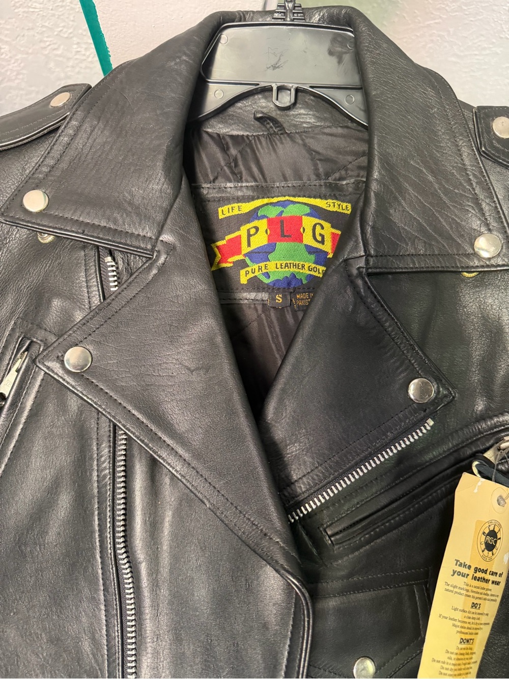 PLG Black Genuine Leather Cropped Moto Jacket with Belt - Picture 5 of 10